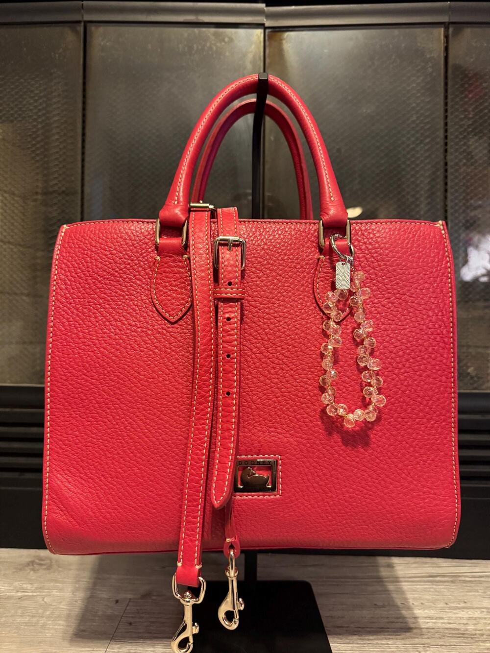 Dooney Bourke pink pebbled leather Janine 30 tote purse w shoulder strap